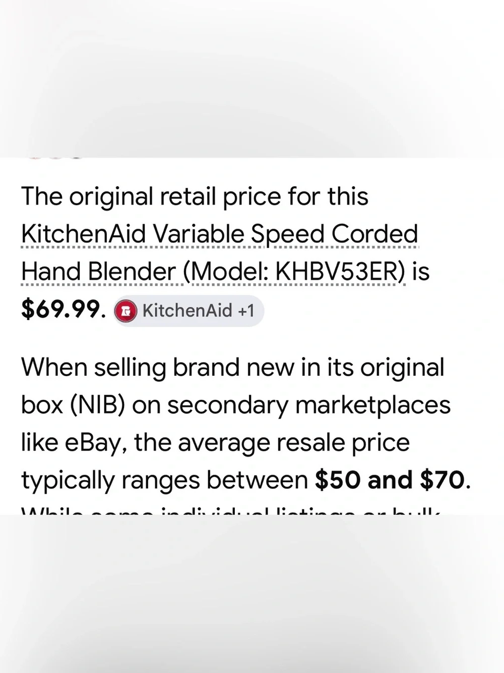 NIB KitchenAid Variable Speed Corded Hand Blender